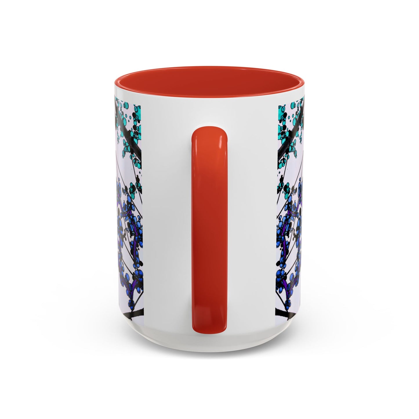 Blue Botanical Accent Coffee Mug — Teal Floral Abstract 11/15oz