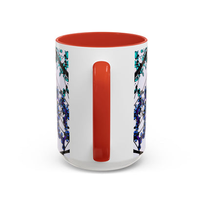 Blue Botanical Accent Coffee Mug — Teal Floral Abstract 11/15oz