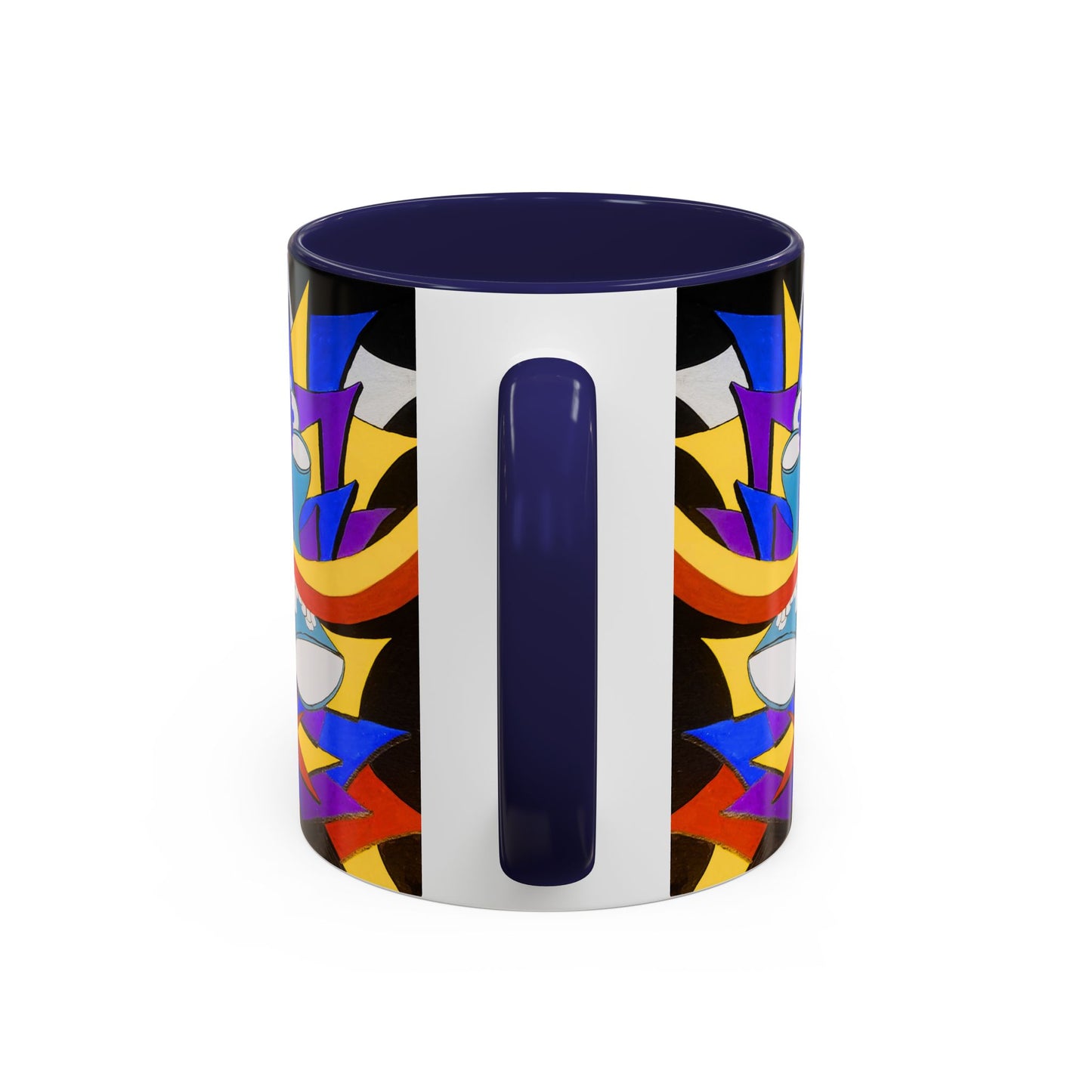 Abstract Colorful Face Accent Coffee Mug — Bold Pop Art Ceramic Gift
