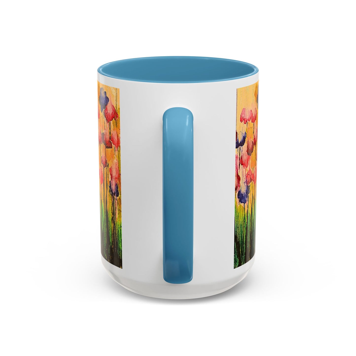 Floral Watercolor Accent Coffee Mug — Colorful Spring Poppy Art (11/15 oz)