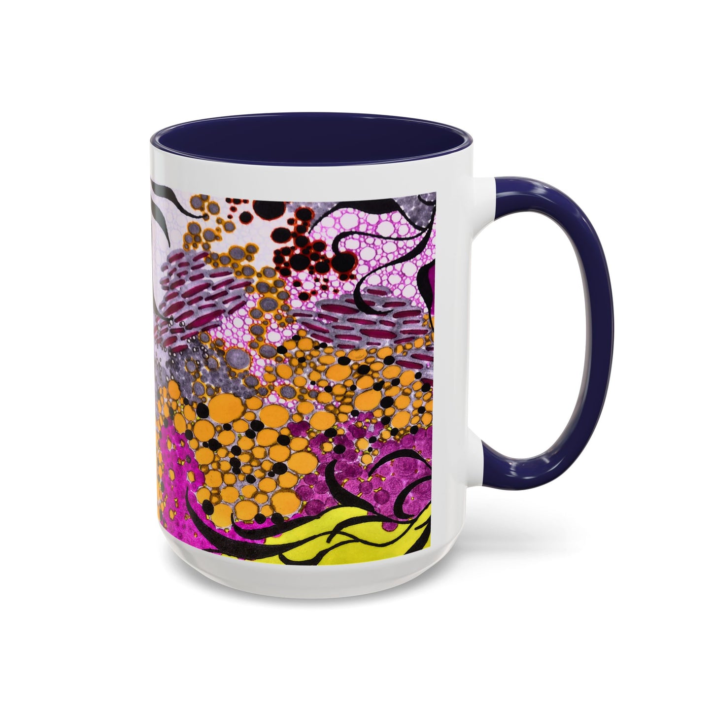 Accent Coffee Mug — Vibrant Abstract Floral Pattern (11/15oz)