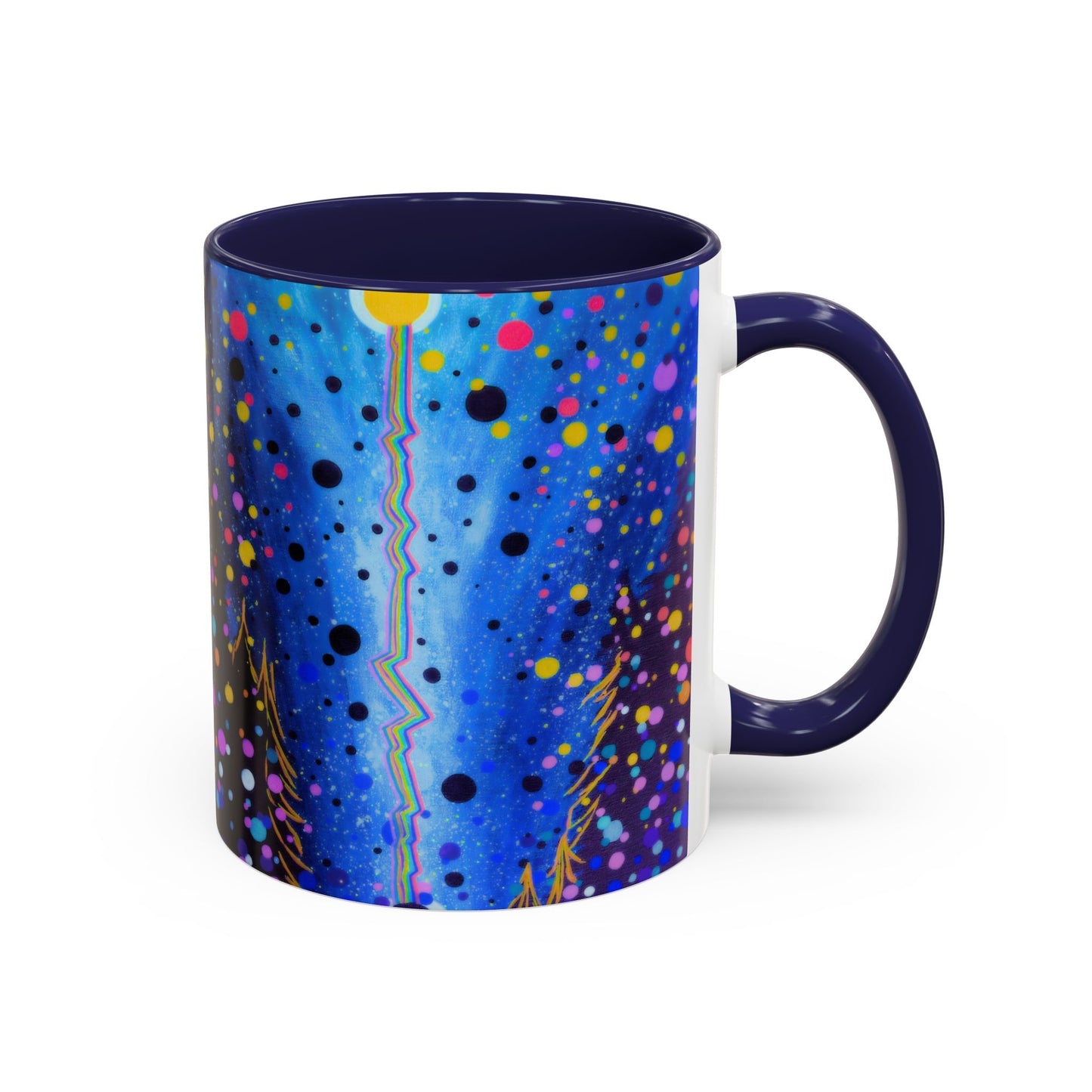 Abstract Galaxy Accent Coffee Mug — Blue Dot Constellation Design (11/15oz)