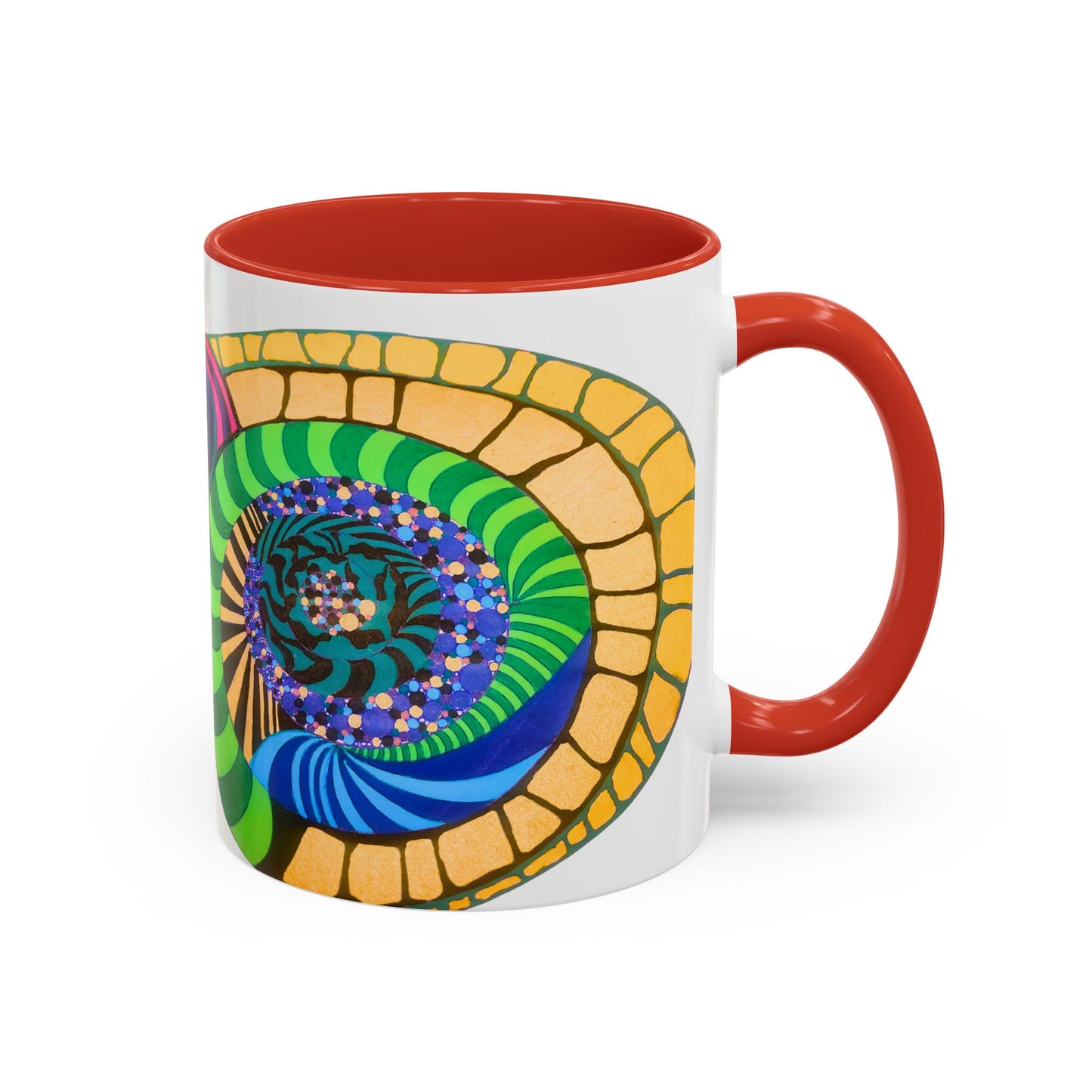 Psychedelic Spiral Accent Coffee Mug – Colorful Abstract Art 11/15oz