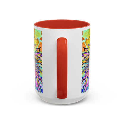 Artistic Floral Coffee Mug — Colorful Watercolor Mandala Accent Mug (11/15oz)