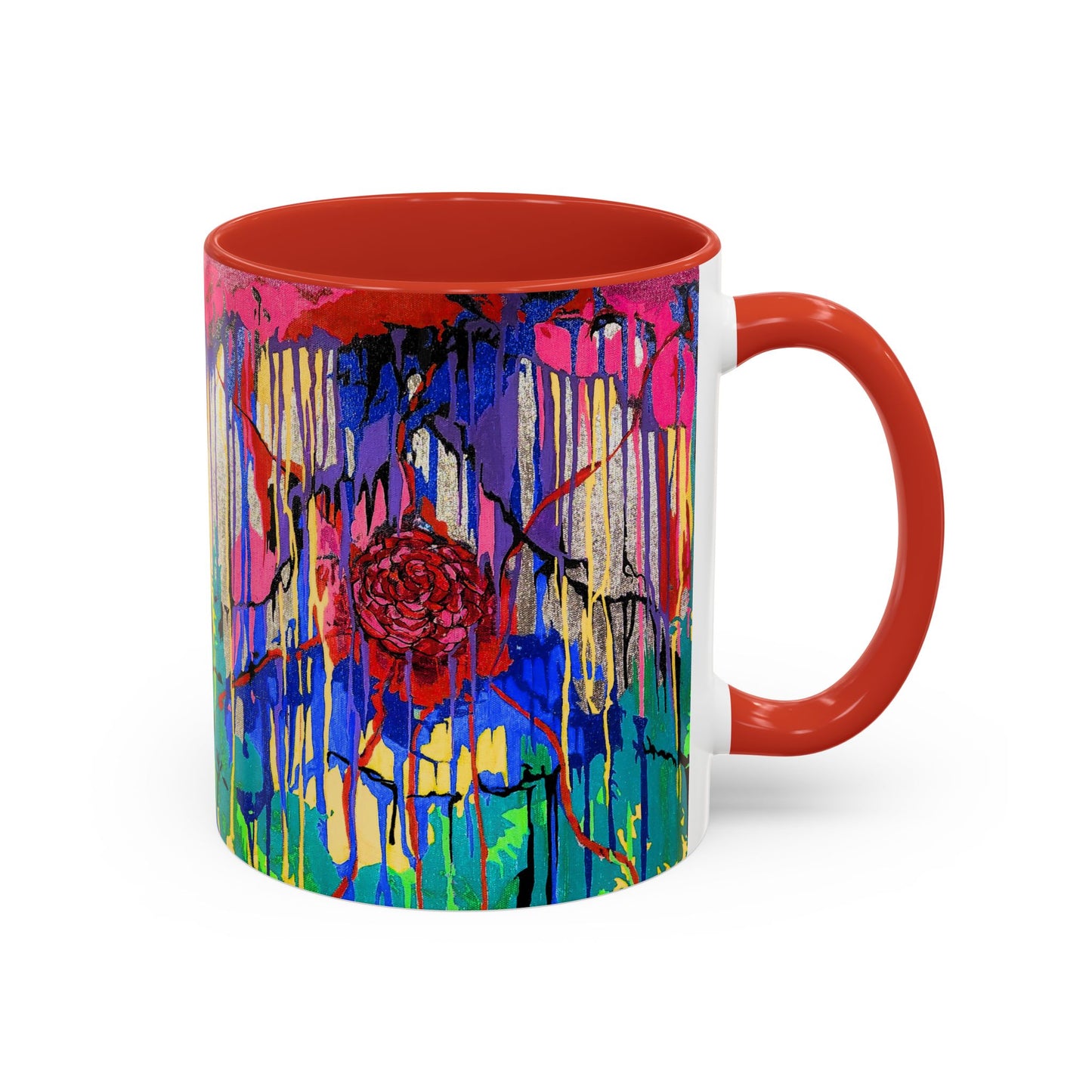 Colorful Drip Art Coffee Mug – Vibrant Abstract Floral Accent (11/15oz)