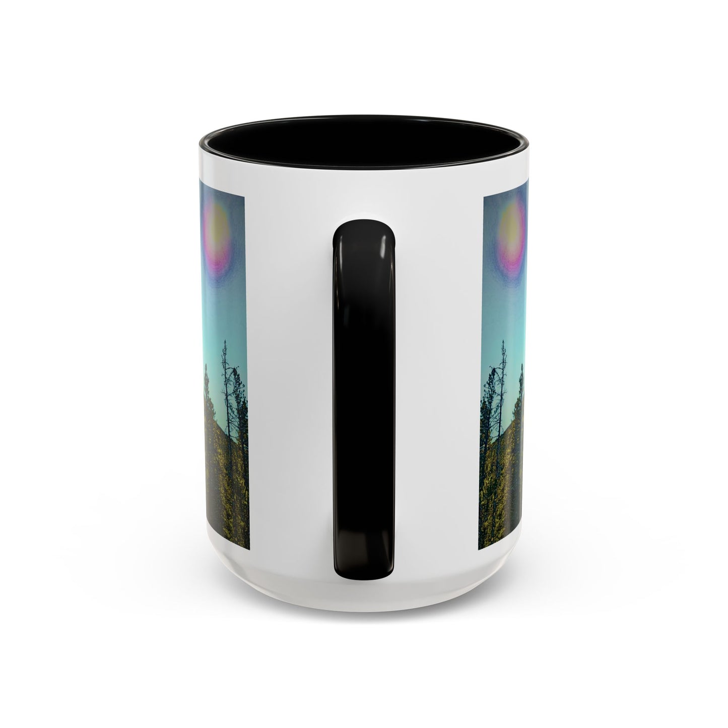 Scenic Pine Forest Accent Coffee Mug — Sunrise Landscape 11/15oz