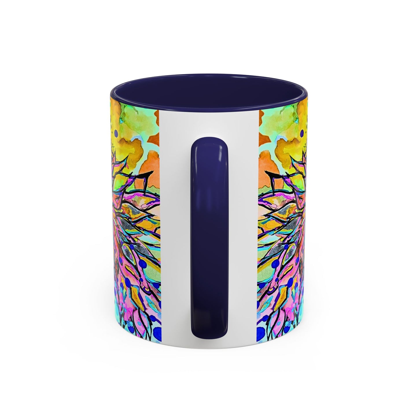 Artistic Floral Coffee Mug — Colorful Watercolor Mandala Accent Mug (11/15oz)