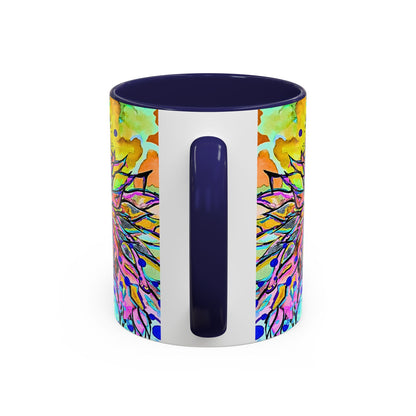 Artistic Floral Coffee Mug — Colorful Watercolor Mandala Accent Mug (11/15oz)
