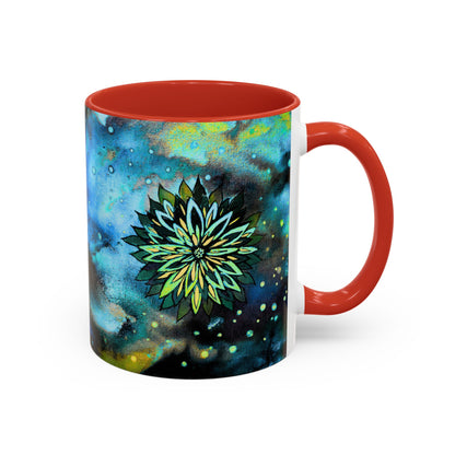 Blue Galaxy Floral Accent Coffee Mug — 11/15oz