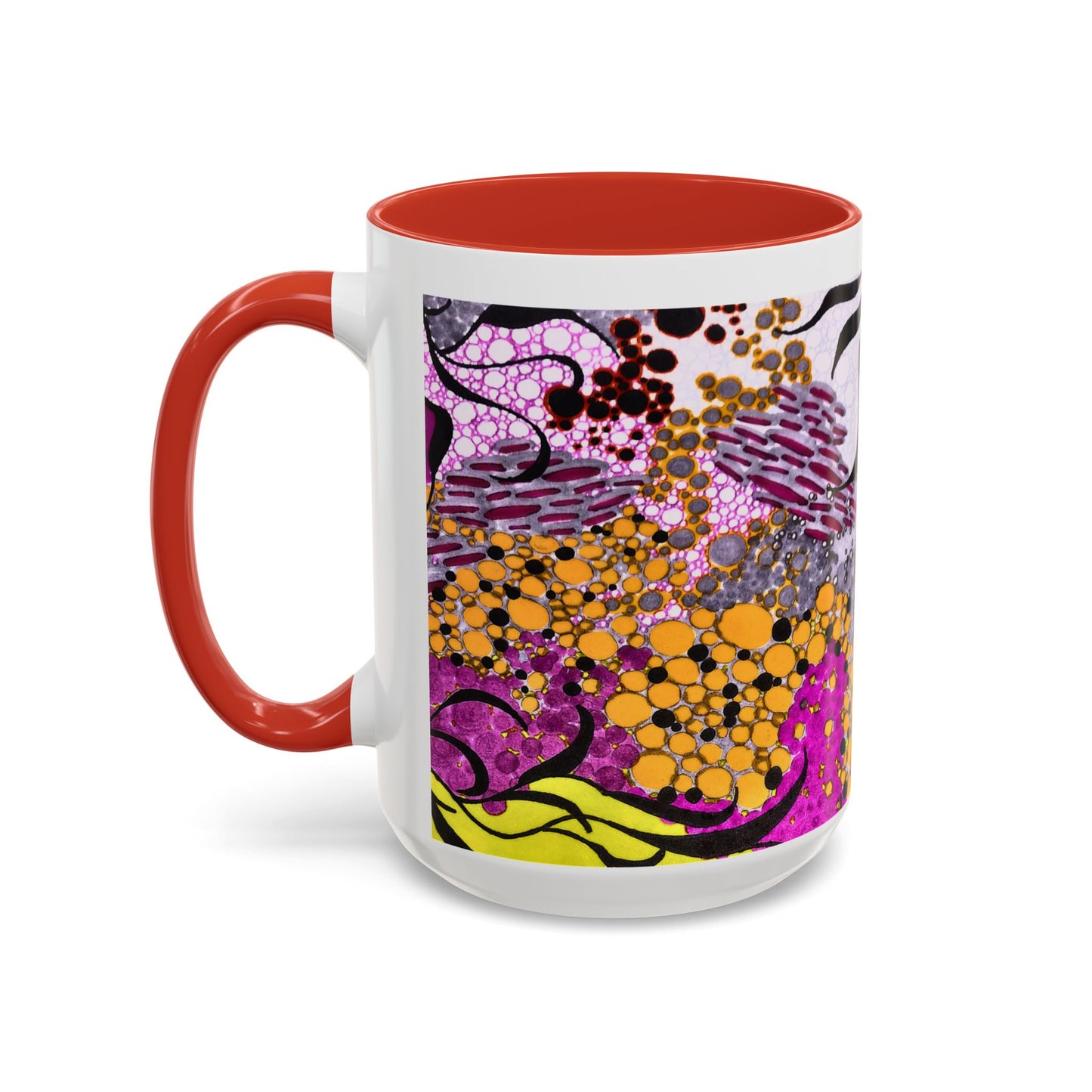 Accent Coffee Mug — Vibrant Abstract Floral Pattern (11/15oz)