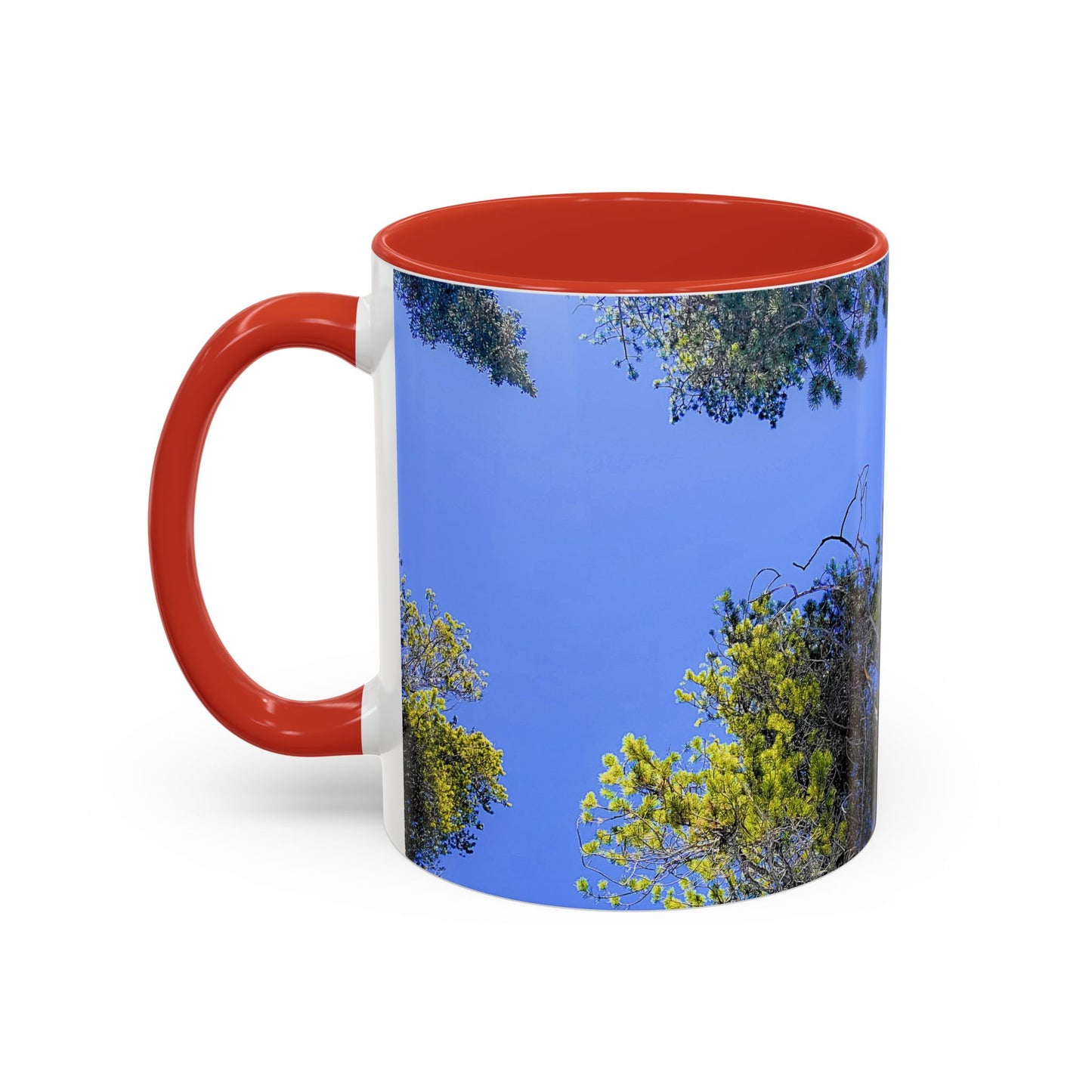 Scenic Pine Tree Sky Accent Coffee Mug – Nature Photography 11/15oz