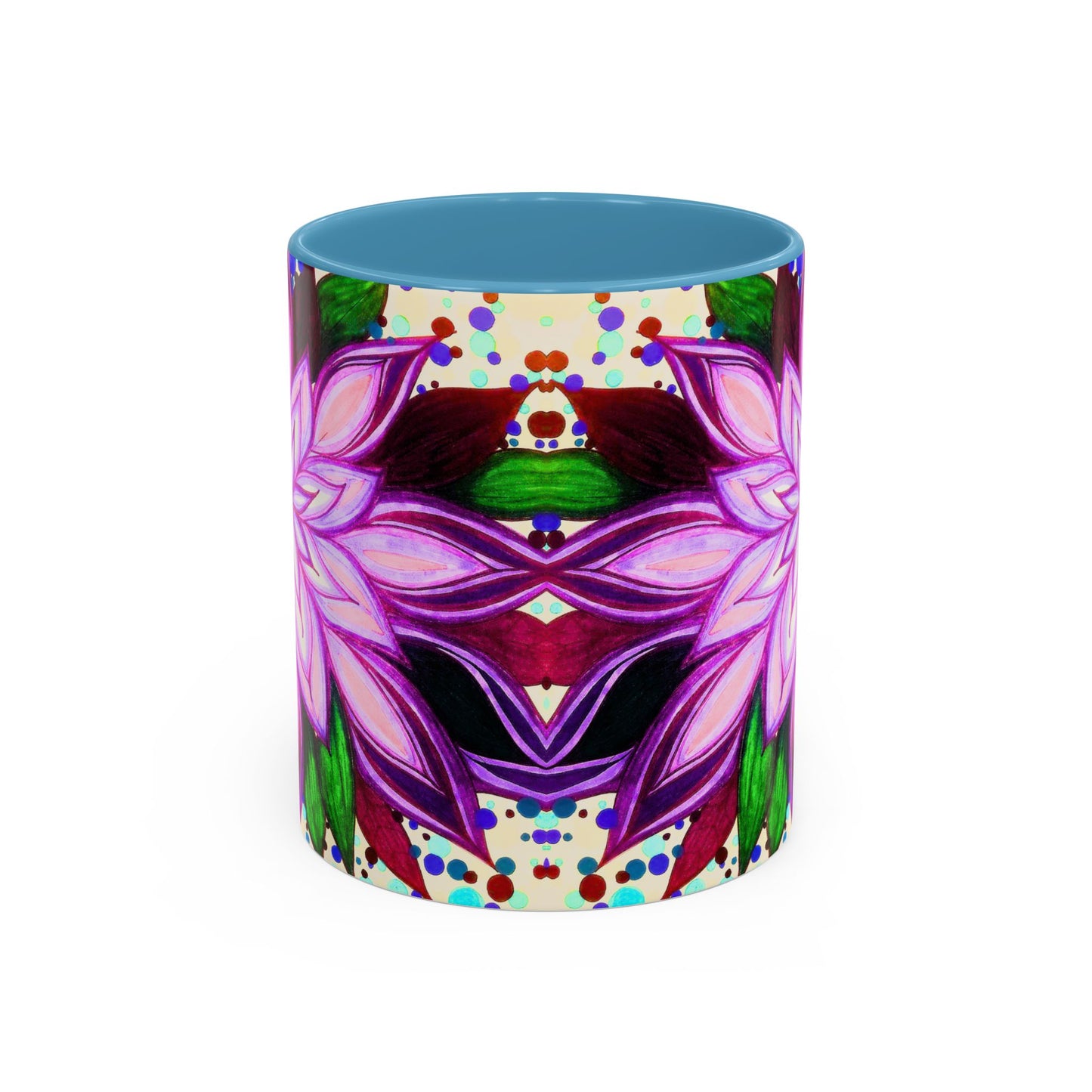 Floral Lotus Accent Coffee Mug — Purple Mandala 11/15oz