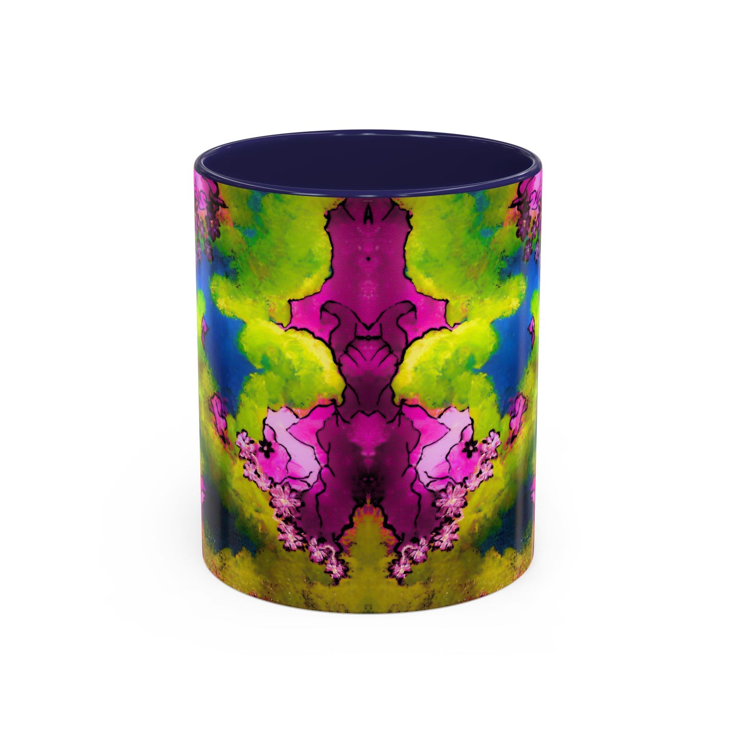 Vibrant Abstract Inkblot Accent Coffee Mug – Psychedelic Floral Color Splash (11/15oz)