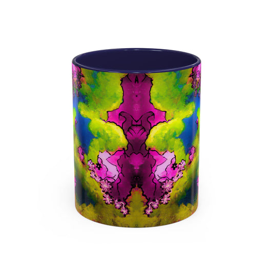 Vibrant Abstract Inkblot Accent Coffee Mug – Psychedelic Floral Color Splash (11/15oz)