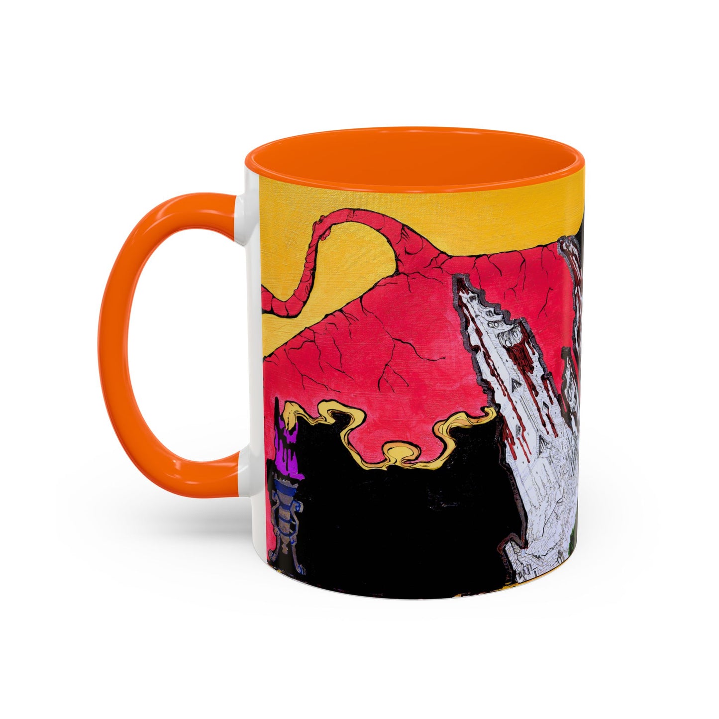 Abstract Mountain Dragon Coffee Mug — Colorful Accent Ceramic Mug (11/15oz)