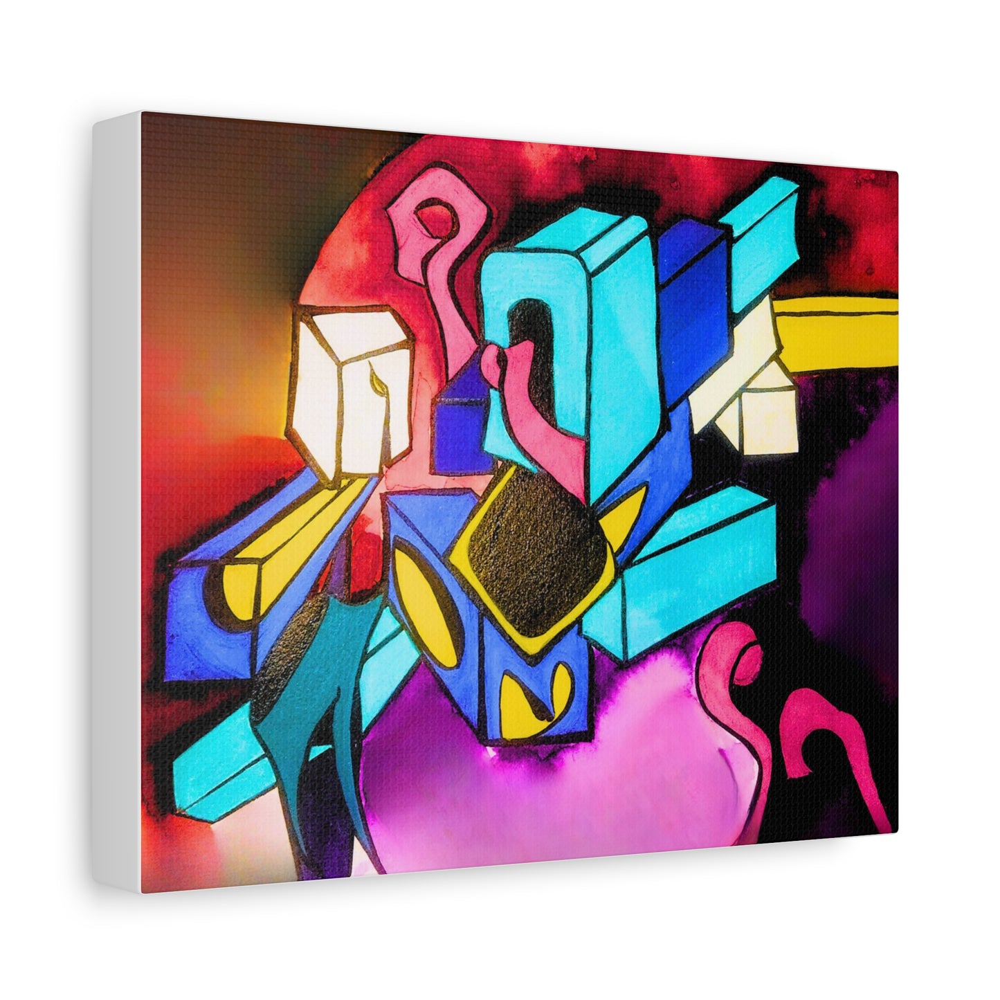 Abstract Neon Geometric Canvas Print