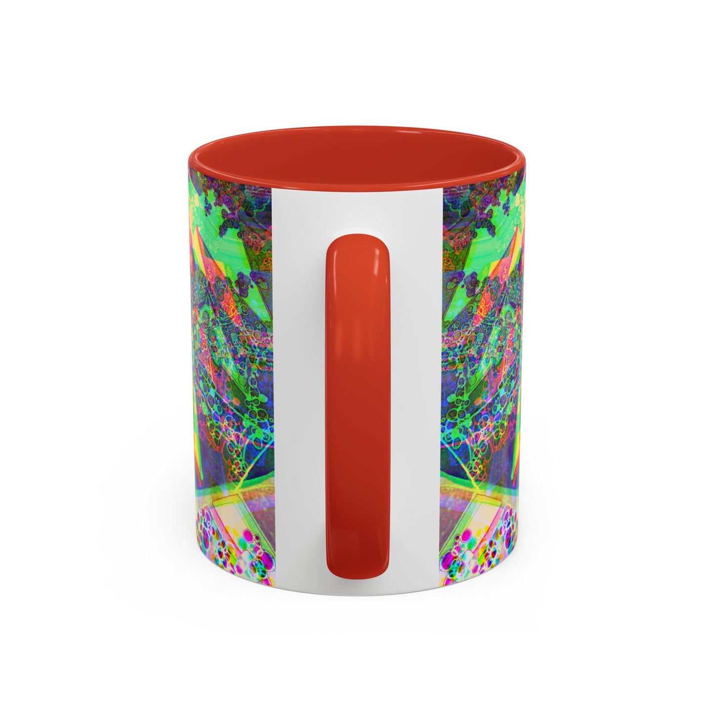Psychedelic Geometric Accent Coffee Mug — Vibrant Neon Art Design (11/15oz)