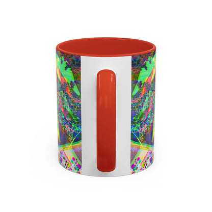 Psychedelic Geometric Accent Coffee Mug — Vibrant Neon Art Design (11/15oz)