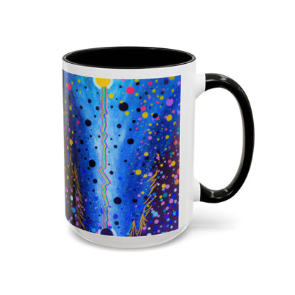 Abstract Galaxy Accent Coffee Mug — Blue Dot Constellation Design (11/15oz)