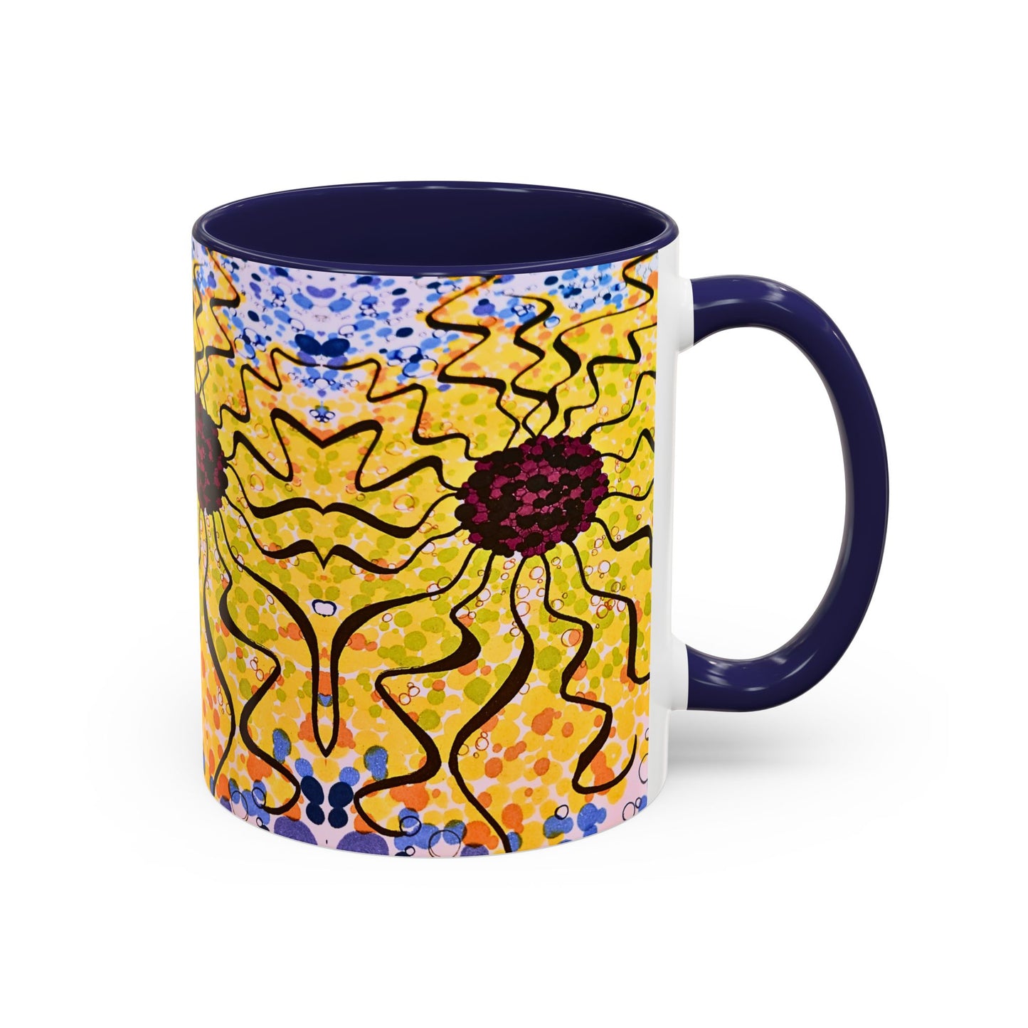 Sunburst Floral Accent Coffee Mug
