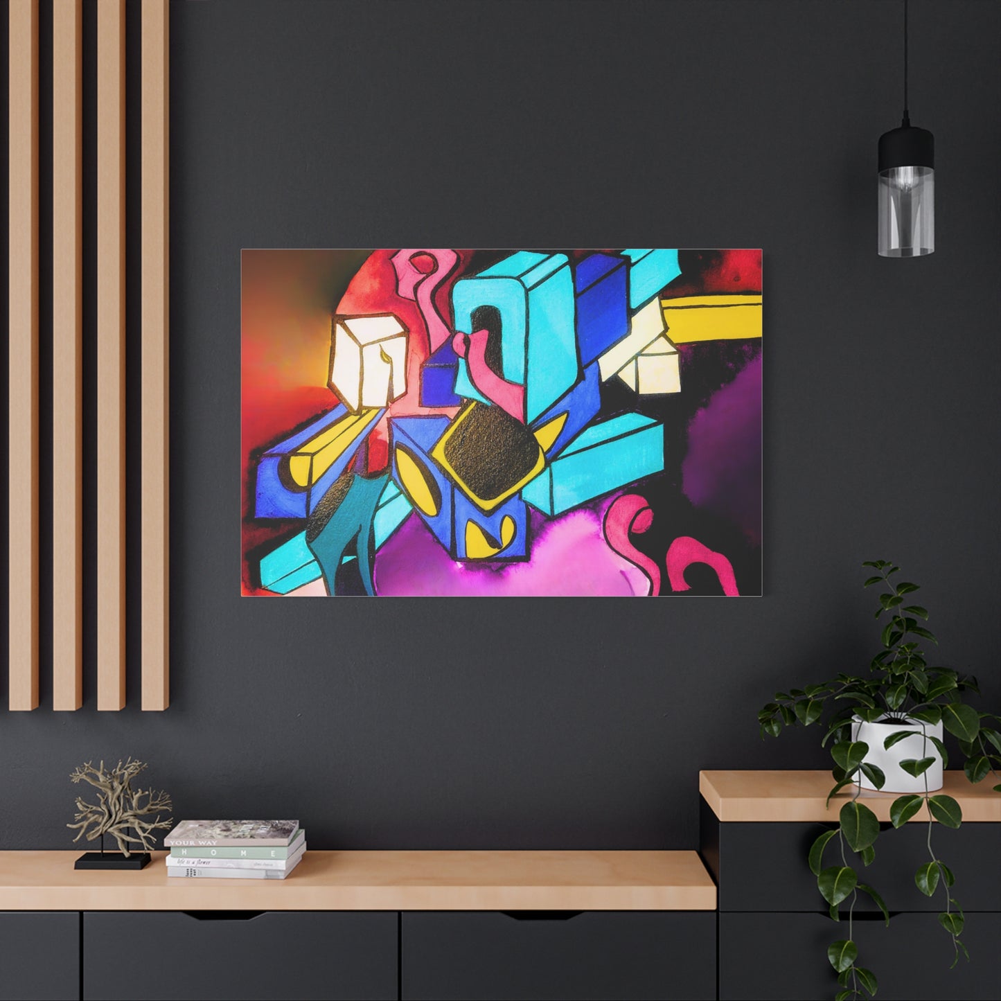 Abstract Neon Geometric Canvas Print