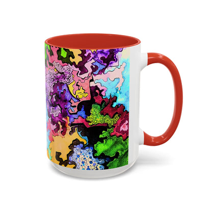 Psychedelic Abstract Accent Coffee Mug — Colorful Inkblot Art (11/15oz)