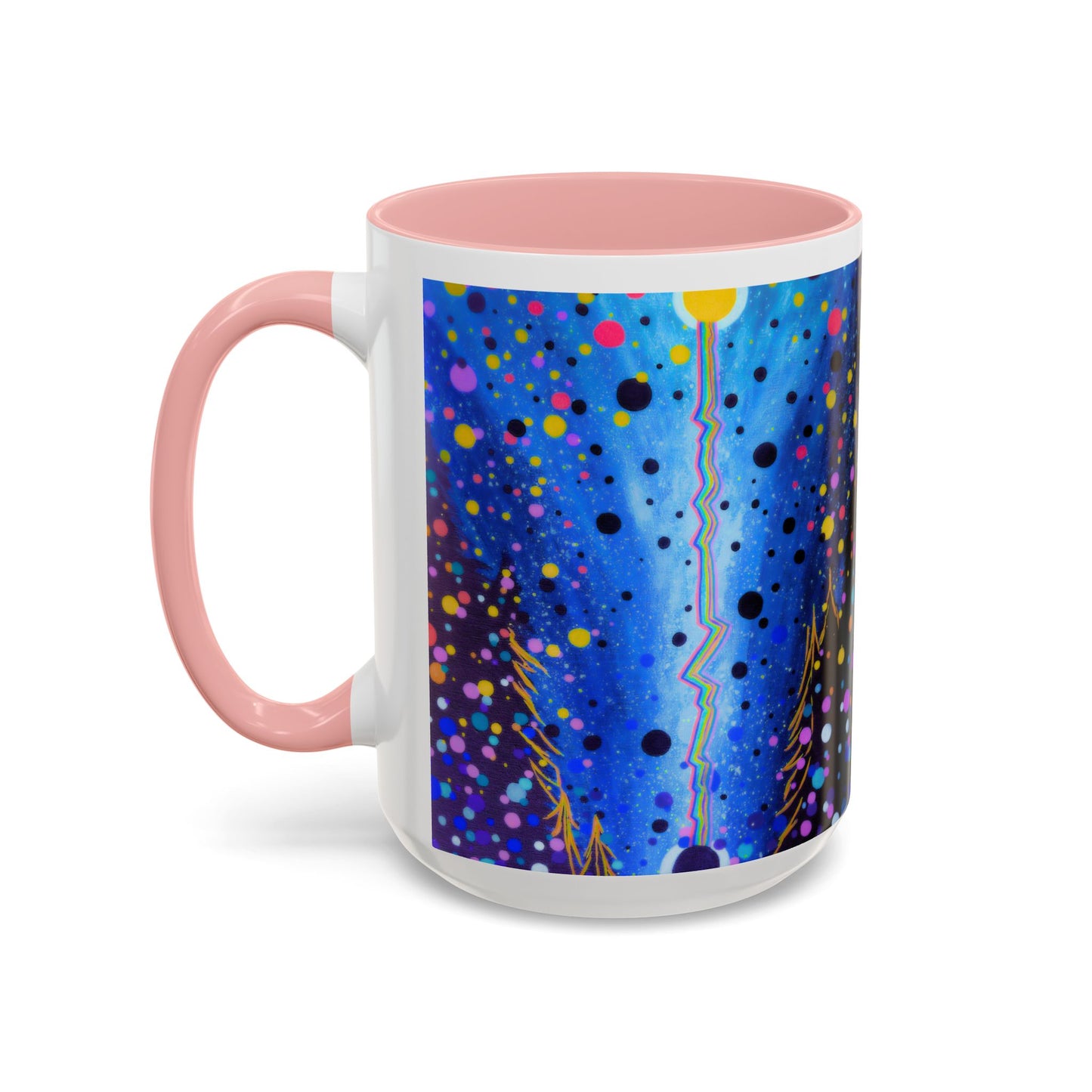 Abstract Galaxy Accent Coffee Mug — Blue Dot Constellation Design (11/15oz)