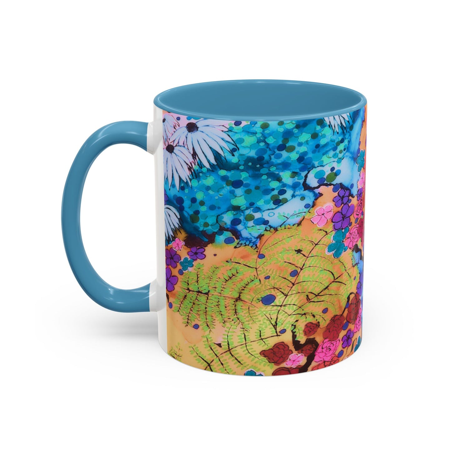 Vibrant Floral Watercolor Accent Coffee Mug