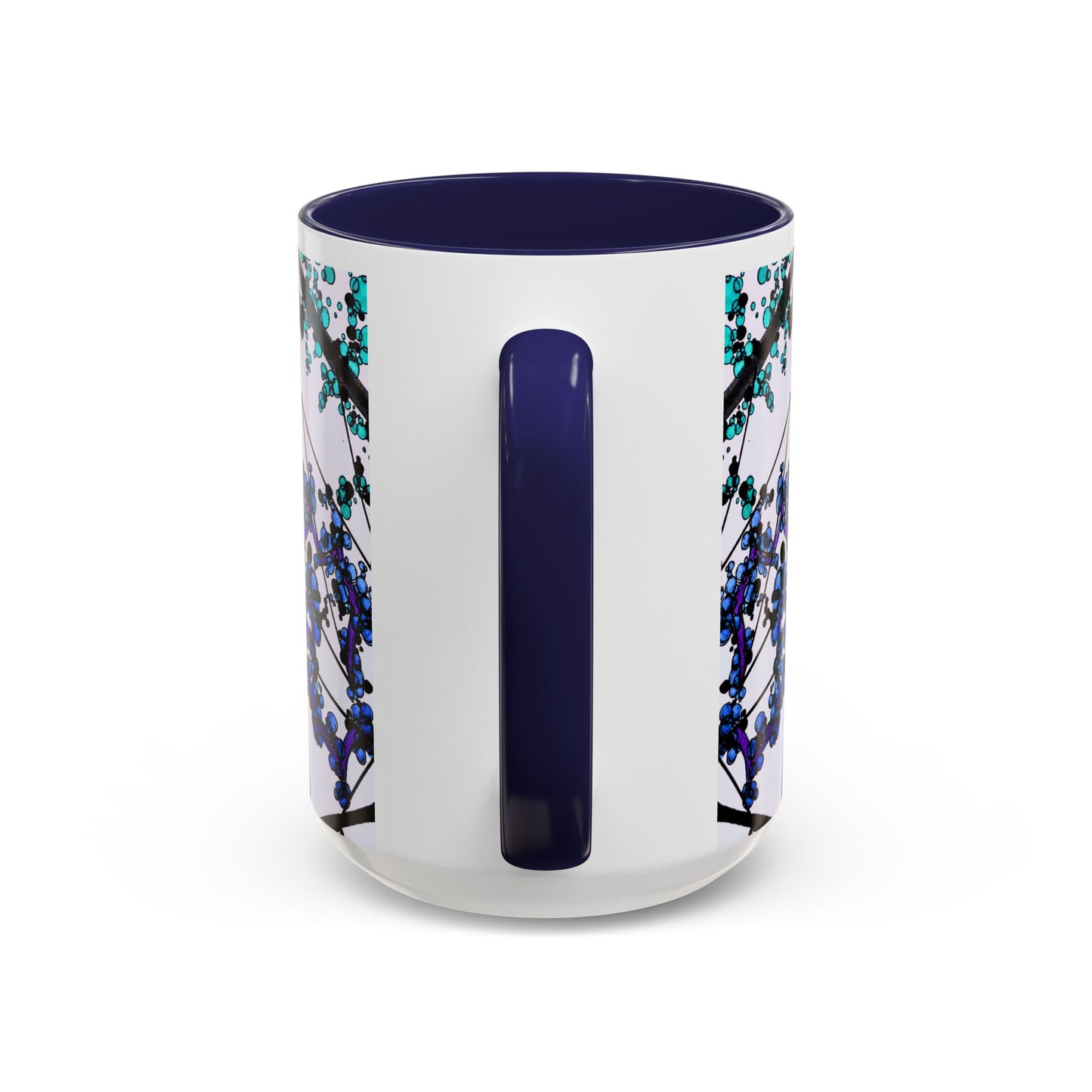 Blue Botanical Accent Coffee Mug — Teal Floral Abstract 11/15oz