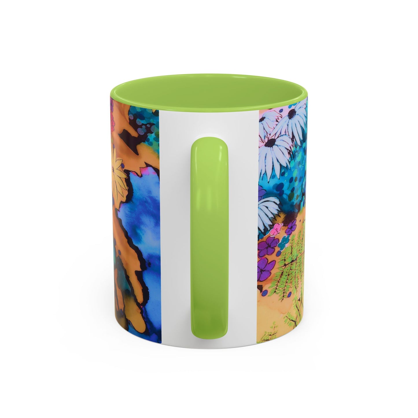 Vibrant Floral Watercolor Accent Coffee Mug