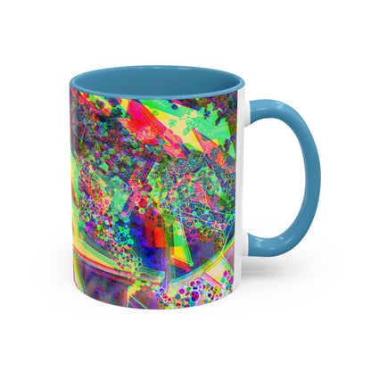 Psychedelic Geometric Accent Coffee Mug — Vibrant Neon Art Design (11/15oz)