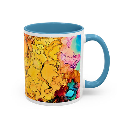Yellow Floral Accent Coffee Mug – Bright Watercolor Peony Design (11/15oz)
