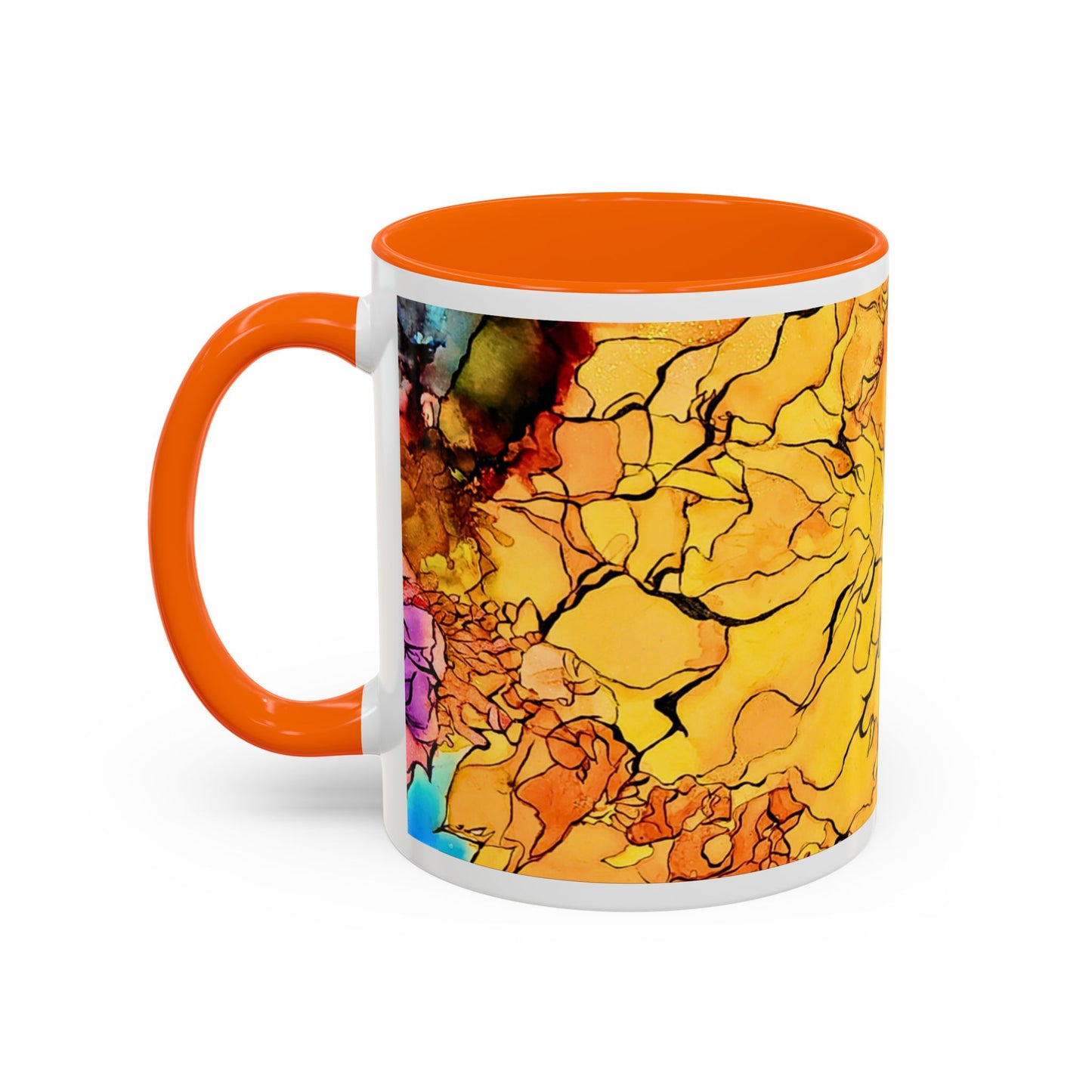 Yellow Floral Accent Coffee Mug – Bright Watercolor Peony Design (11/15oz)