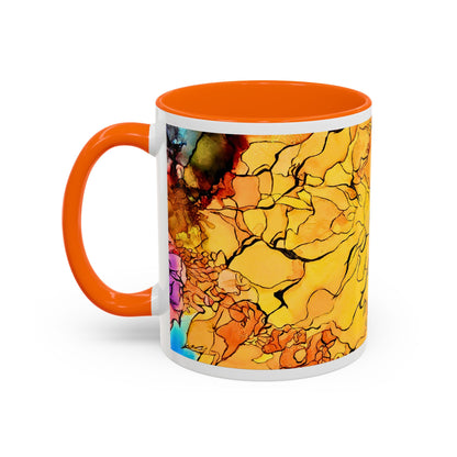 Yellow Floral Accent Coffee Mug – Bright Watercolor Peony Design (11/15oz)