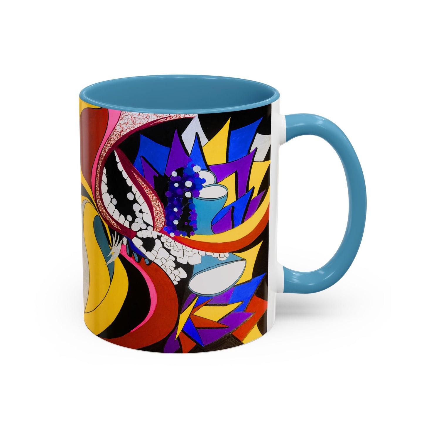 Abstract Colorful Face Accent Coffee Mug — Bold Pop Art Ceramic Gift