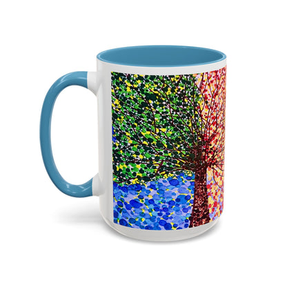 Accent Coffee Mug - Colorful Pointillist Tree Art Cup (11/15 oz)