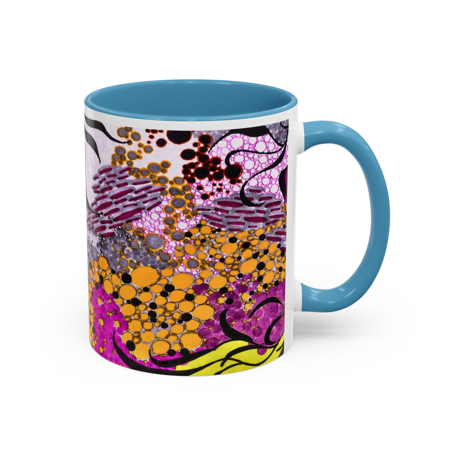 Accent Coffee Mug — Vibrant Abstract Floral Pattern (11/15oz)