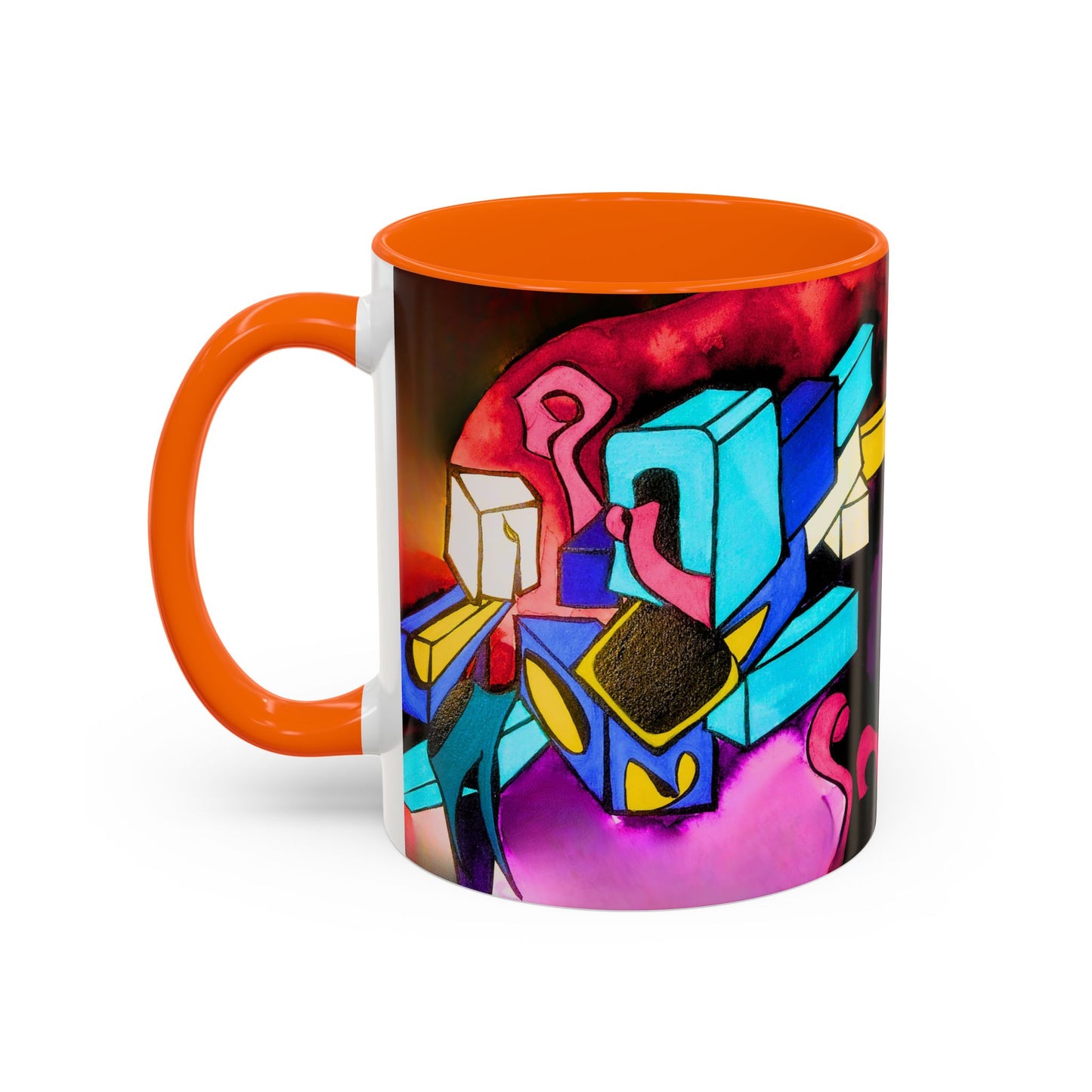 Abstract Neon Art Coffee Mug — Colorful Geometric Accent Mug
