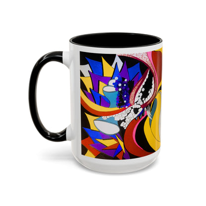 Abstract Colorful Face Accent Coffee Mug — Bold Pop Art Ceramic Gift