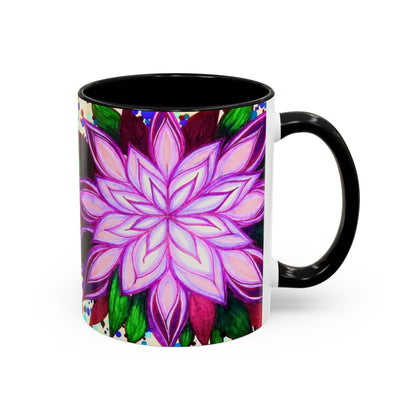 Floral Lotus Accent Coffee Mug — Purple Mandala 11/15oz