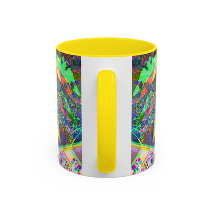 Psychedelic Geometric Accent Coffee Mug — Vibrant Neon Art Design (11/15oz)