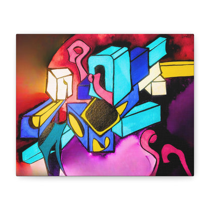 Abstract Neon Geometric Canvas Print