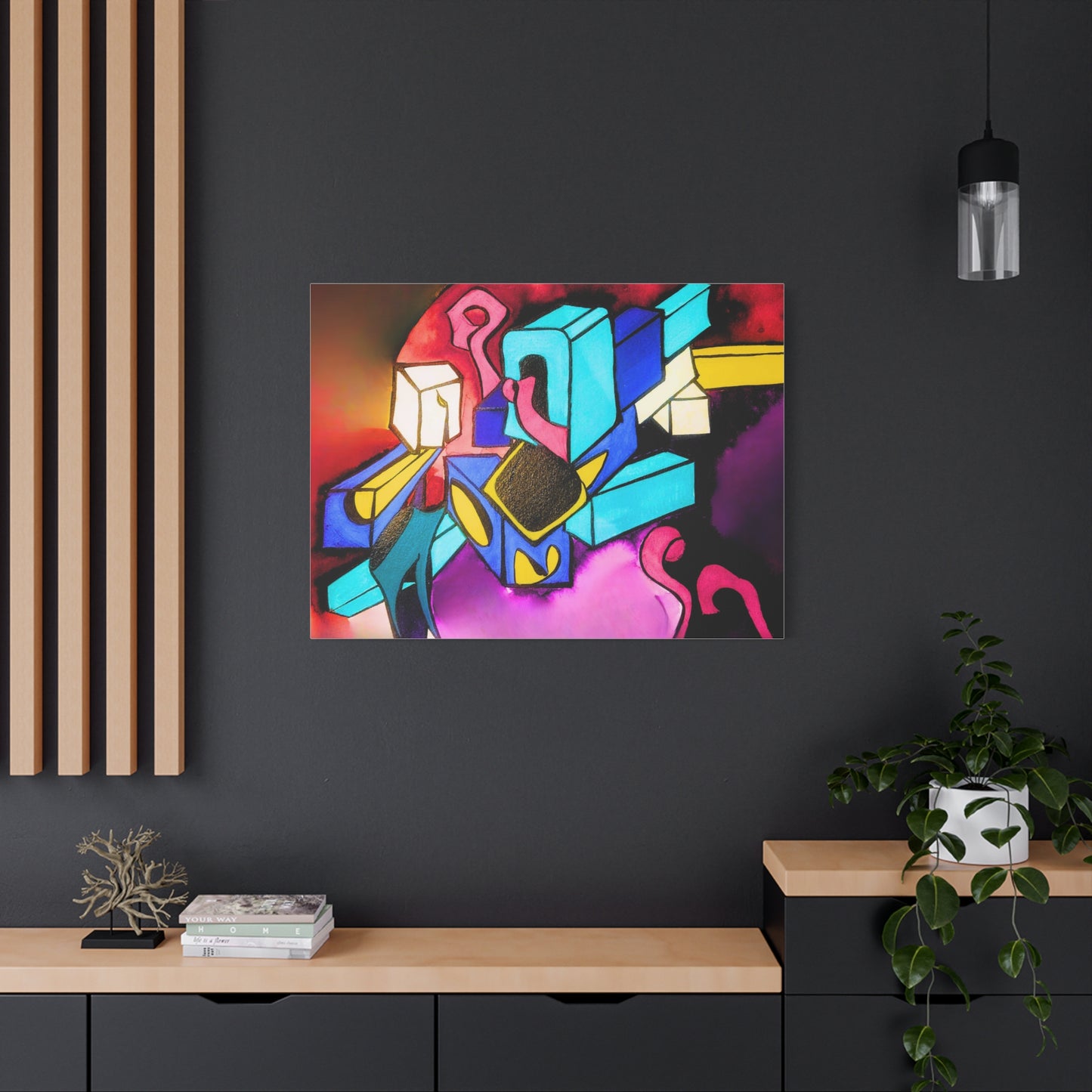 Abstract Neon Geometric Canvas Print