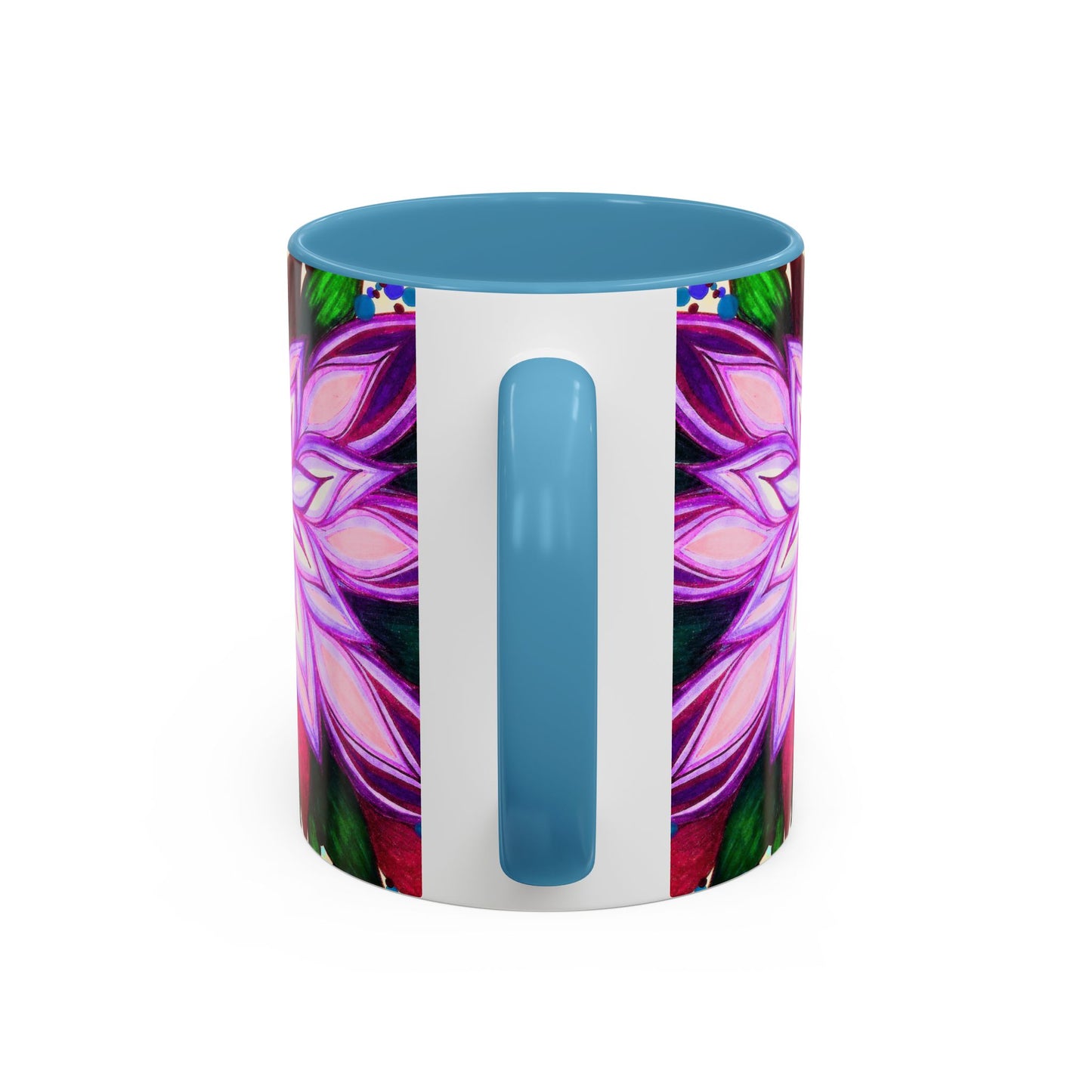 Floral Lotus Accent Coffee Mug — Purple Mandala 11/15oz