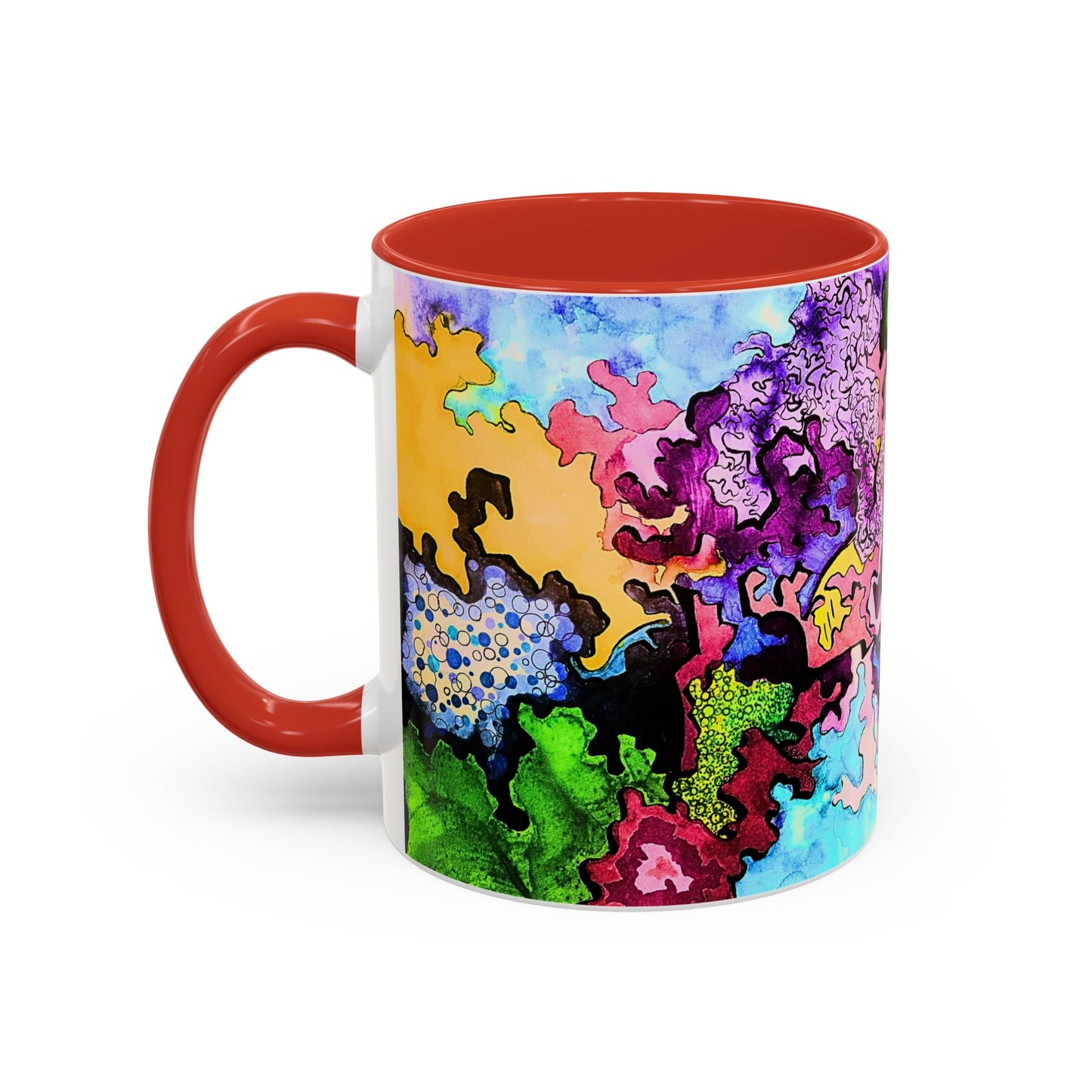 Abstract Colorful Art Coffee Mug — Vibrant Symmetry Accent Mug