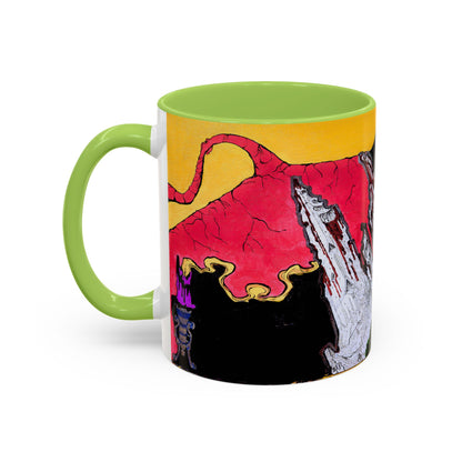 Abstract Mountain Dragon Coffee Mug — Colorful Accent Ceramic Mug (11/15oz)