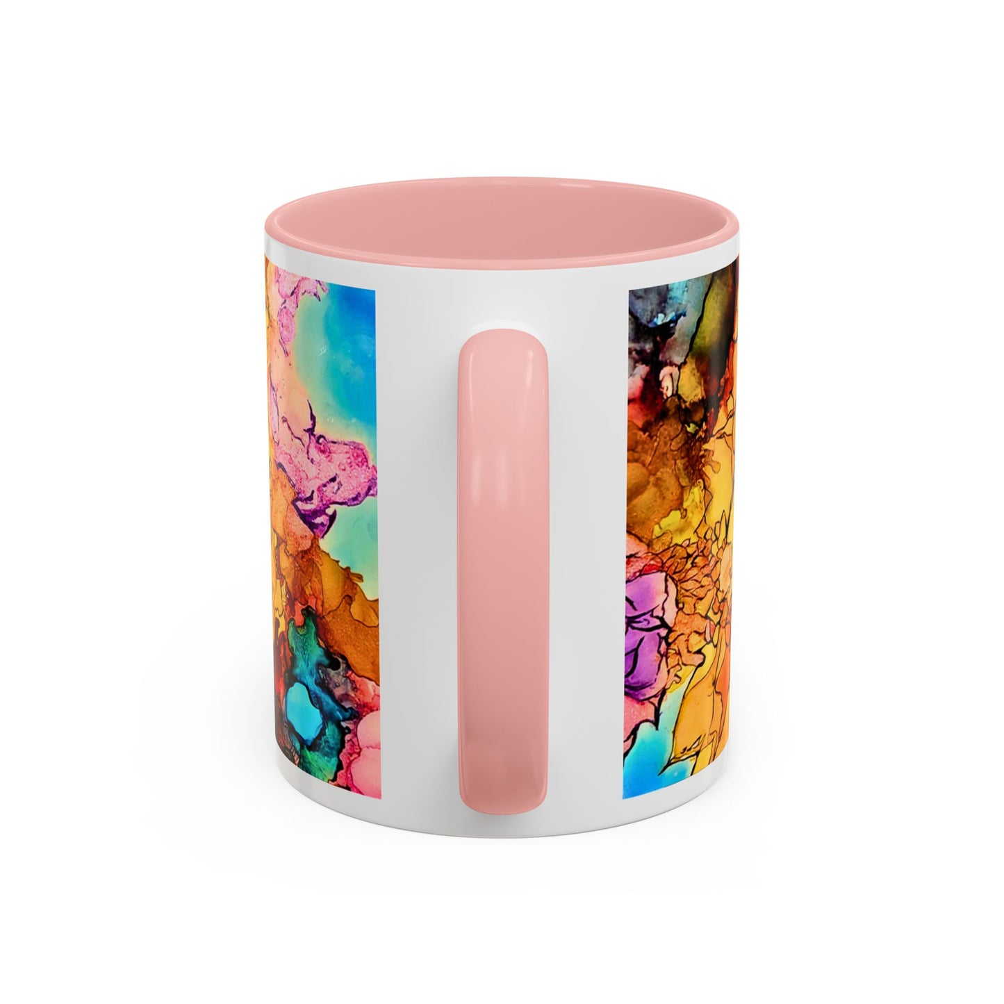 Yellow Floral Accent Coffee Mug – Bright Watercolor Peony Design (11/15oz)