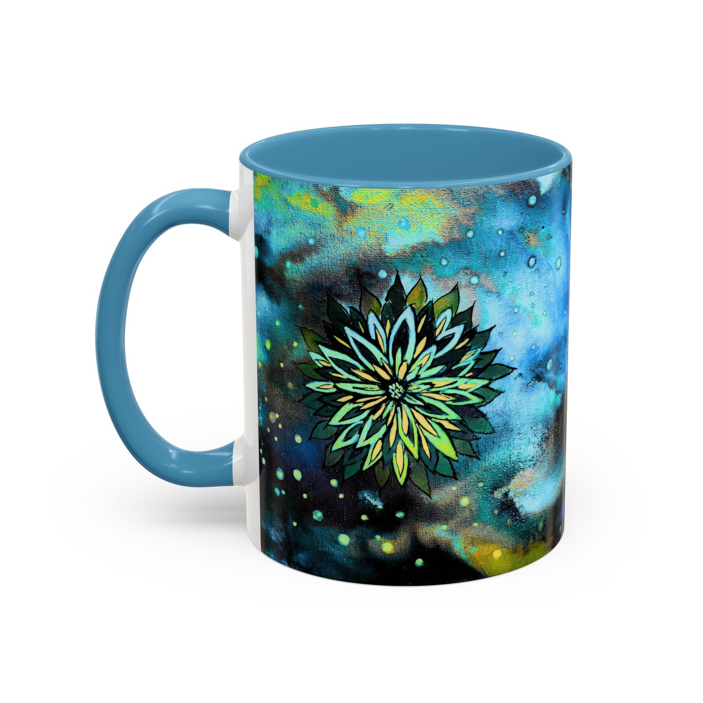 Blue Galaxy Floral Accent Coffee Mug — 11/15oz