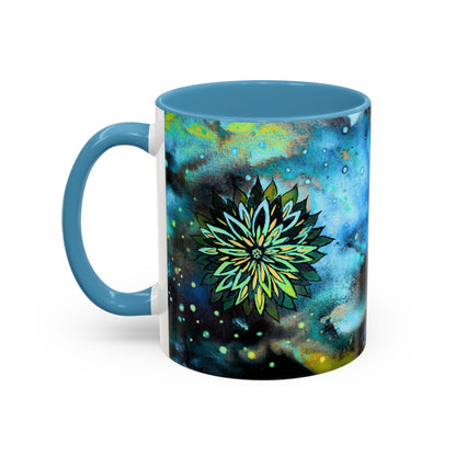 Blue Galaxy Floral Accent Coffee Mug — 11/15oz