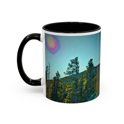 Scenic Pine Forest Accent Coffee Mug — Sunrise Landscape 11/15oz